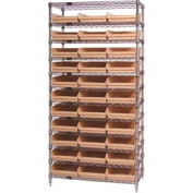 Global Industrial™ Chrome Wire Shelving avec 33 4"H Plastic Shelf Bins Stone, 36x24x74