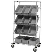 Global Industrial Easy Access Slant Shelf Chrome Wire Cart 12 6"H Grid Containers GY 36x18x63