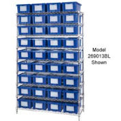 Global Industrial™ Chrome Wire Shelving With 24 9"H Nest - Stack Shipping Totes Blue, 48x18x74