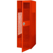 Global Industrial Welded Security Gear Locker W/Door & Foot Locker, 24"Wx18"Dx72"H, Red