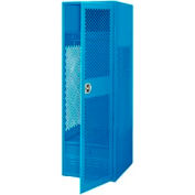 Global Industrial™ 1 Door Security Gear Locker w / Footlocker, 24 « Lx24"Dx72"H, bleu, tout soudé
