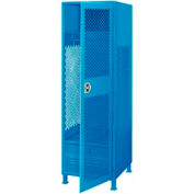 Global Industrial Welded Security Gear Locker W/Door, Foot Locker & Legs, 24"Wx24"Dx72"H, Blue