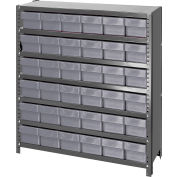 Quantum CL1239-601 Closed Shelving Euro Drawer Unit - 36x12x39 - 36 Euro Drawers Gray