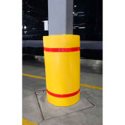 Protecteur de colonne, nylon souple, 44 po H x 36 po l, couverture jaune, rubans rouges