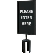 Queueway Acrylic Sign, Double Sided, "Please Enter Here", 7"Wx11"H, Black/White