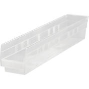 Plastic Nesting Storage Shelf Bin QSB105CL 4-1/8"W x 23-5/8"D x 4"H Clair, qté par paquet : 16