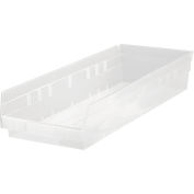 Plastic Nesting Storage Shelf Bin QSB114CL 8-3/8"W x 23-5/8"D x 4"H Clair, qté par paquet : 6