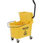 Global Industrial™ Mop Bucket & Wringer Combo, 38 Qt., Presse latérale, Jaune