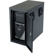 Global Industrial™ Orbit CPU Side Cabinet with Front/Rear Doors and 2 Exhaust Fans - Black