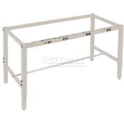 Global Industrial 72x30 Steel Square Tube Height Adj. Production Workbench, Electric Frame Tan