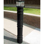 Metro Decorative Bollard Cover with Solar Powered Light Fit Pipe 6"-6-5/8" Black