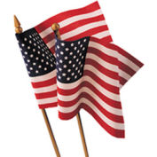 12 x 18" US Hand-Held Stick Flag with Gold Speartip, Pack of 12
