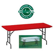 Correll Adjustable Height Folding Table - Blow Molded - 30" x 72", Red