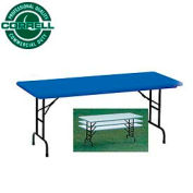 Correll Adjustable Height Folding Table - Blow Molded - 30" x 72", Blue