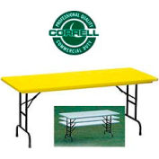 Correll Adjustable Height Folding Table - Blow Molded - 30" x 72", Yellow