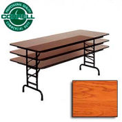 Correll Adjustable Height Folding Table - Laminate - 30" x 60" - Medium Oak