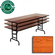 Correll Adjustable Height Folding Table - Laminate - 30" x 72" - Medium Oak