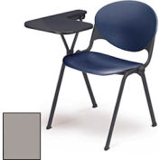 Designer Stacking Arm Chair Desk w/ Right Handed Tablet  - Cool Gray Seat & Back