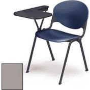 Designer Stacking Arm Chair Desk w/ Right Handed Tablet - Cool Gray Seat & Back