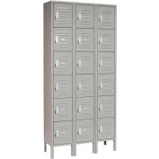 Paramount® Locker Six Tier 12x18x12 18 Door Assembled Gray