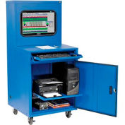 Global Industrial™ Mobile Heavy-Duty LCD Computer Cabinet, bleu, non assemblé