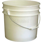 3.5 Gallon Open Head Plastic Pail PAIL-35-PWS with Steel Handle - White