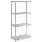 Nexel® Stainless Steel, 4 Tier, Wire Shelving Starter Unit, 48"W x 18"D x 86"H
