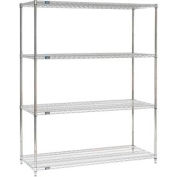 Nexel® Stainless Steel, 4 Tier, Wire Shelving Starter Unit, 60"W x 24"D x 86"H