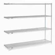 Nexel® Stainless Steel, 4 Tier, Wire Shelving Add-On Unit, 60"W x 24"D x 86"H