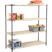 Nexel®, Nexelite®, 4 Tier, Vented Plastic Mat Shelving Unit, 60"W x 21"D x 63"H