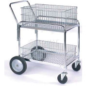 Wesco® Office & Mail Cart 272230 33.5 x 23.75 5" Rubber Casters, 10" Wheels
