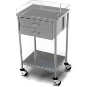 AERO inox anesthésie utilitaire Table avec 2 tiroirs & Guard Rail panier supérieur