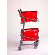 VersaCart ® EZcart Basket Cart for (2) 28 Gallon Plastic Shopping Baskets, Metallic Gray