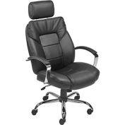 Interion® Big and Tall Executive Chair with Headrest - Bonded Leather - High Back - Black
