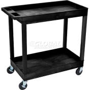 Louxor® E-Series Plastic Utility Tub Cart, 2 Shelf, 35-1/4"Lx18"Wx36-1/4"H, Noir