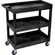 Chariot utilitaire en plastique louxor avec 3 étagères, 400 lb. Capacité, 35-1/4"L x 18"L x 36-1/4"H, Noir
