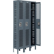 Global Industrial Infinity® Single Tier 3 Dr Ventilated Locker,12"Wx18"Dx72"H,Unassembled