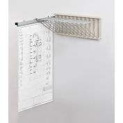 Interion Pivot Wall Mount Blueprint Storage Rack With 12 Hangers & 12 30" Hanging Clamps