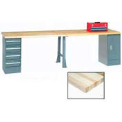 Global Industrial™ 96 x 30 Extra Long Production Workbench - Maple Block Square Edge - Gris