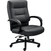 Interion® Big & Tall Executive Chair With High Back & Fixed Arms, Bonded Leather, Black