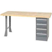 Global Industrial™ 96 x 30 Piédestal Workbench - 4 Tiroirs - Jambe ouverte, Maple Square Edge Gray