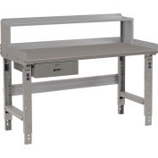 Global Industrial Workbench w/ Steel Square Edge Top, Drawer & Riser, 48"W x 36"D, Gray