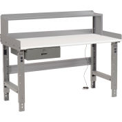 Global Industrial™ Workbench w/ ESD Safety Edge Top, Drawer & Riser, 60"W x 30"D, Gray