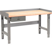 Global Industrial Workbench w/ Maple Square Edge Top & Drawer, 60"W x 36"D, Gray