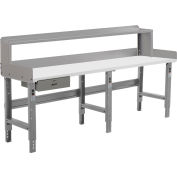 Global Industrial Workbench w/ Laminate Square Edge Top & Riser, 96"W x 30"D, Gray