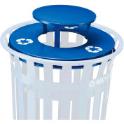 Global Industrial™ Rain Bonnet Lid - 36 Gallon Blue w/ Recycle Logos