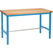 Global Industrial 96 x 30 Adjustable Height Workbench Square Tube Leg - Birch Square Edge Blue
