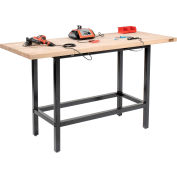 Global Industrial 72 x 30 Standing Height Workbench - Maple Butcher Block Square Edge - Black