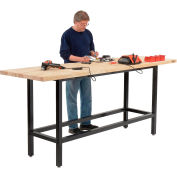 Global Industrial 96 x 30 Standing Height Workbench - Maple Butcher Block Square Edge - Black