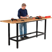 Global Industrial Standing Height Workbench w/ Shop Top Square Edge, 96"W x 30"D, Black